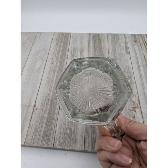 Vintage Pressed Glass Creamer Clear Etched Flowers - Picture 5 of 5